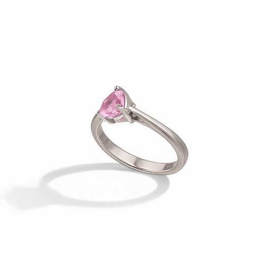 Elegant Silver Ring with Pink Stone