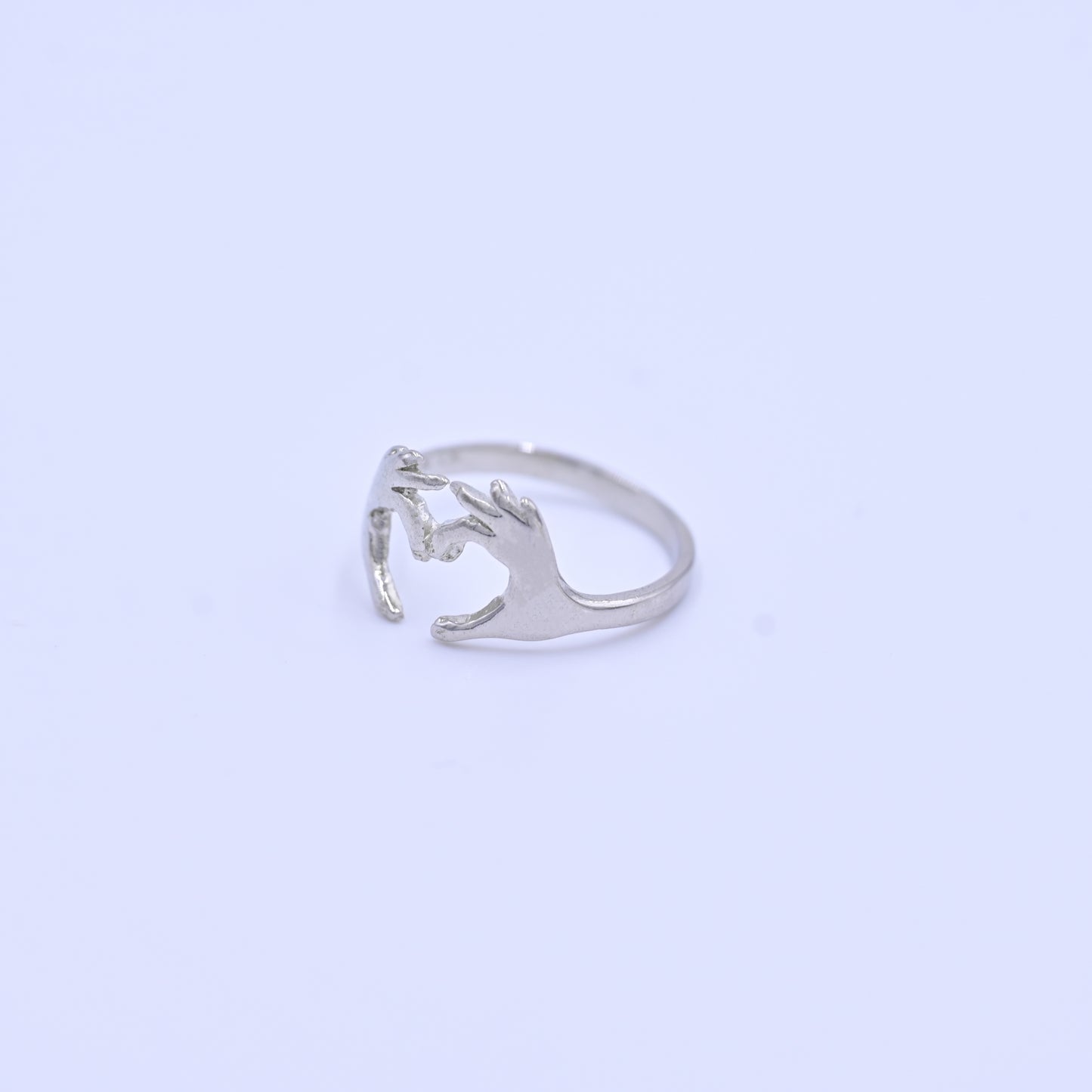 Silver Heart Hands Ring