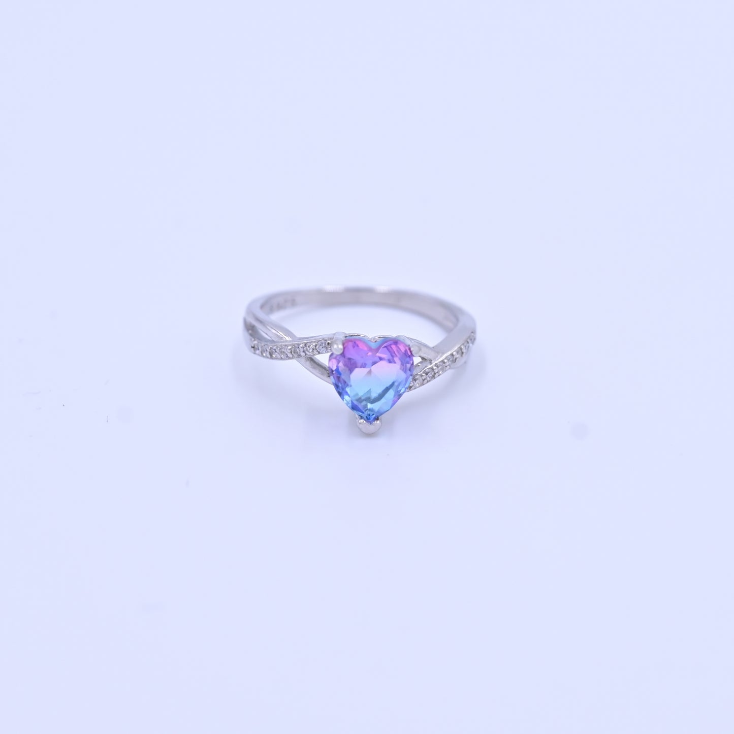 Sterling Silver Heart-Shaped Mystic Topaz Ring