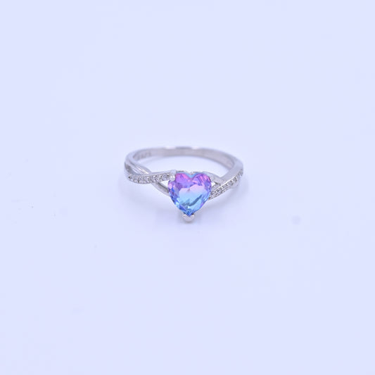 Sterling Silver Heart-Shaped Mystic Topaz Ring