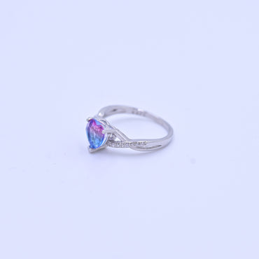Sterling Silver Heart-Shaped Mystic Topaz Ring