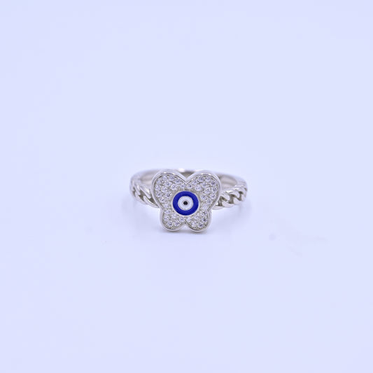 Silver Evil Eye Butterfly Ring