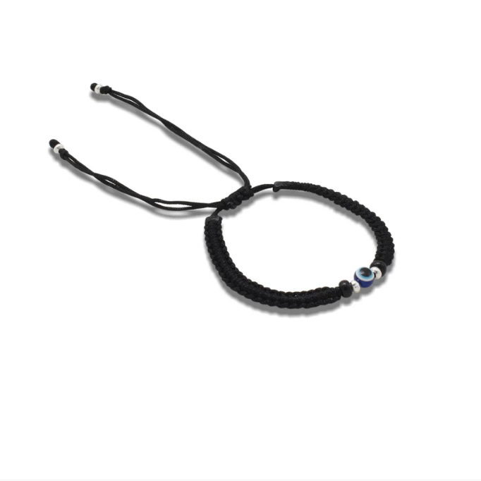 Silver Evil Eyes Adjustable Dhaga Bracelet