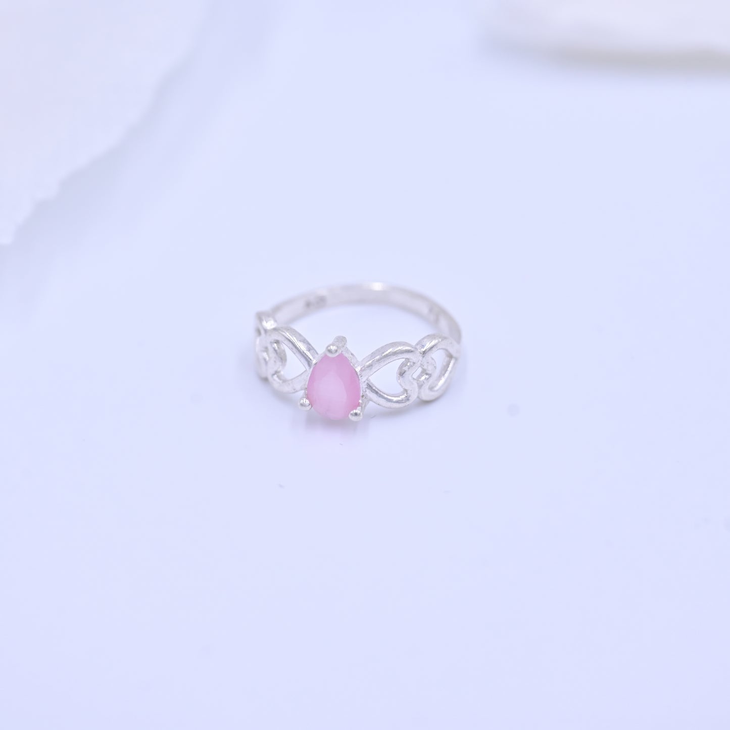 Pink Teardrop Stone Ring