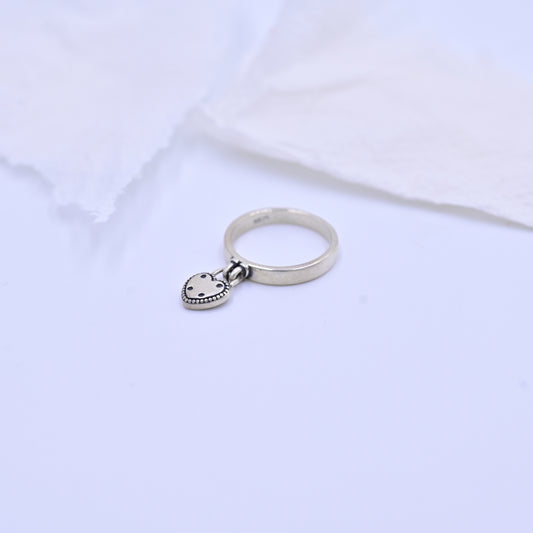 Silver Heart Charm Ring