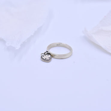 Silver Heart Charm Ring