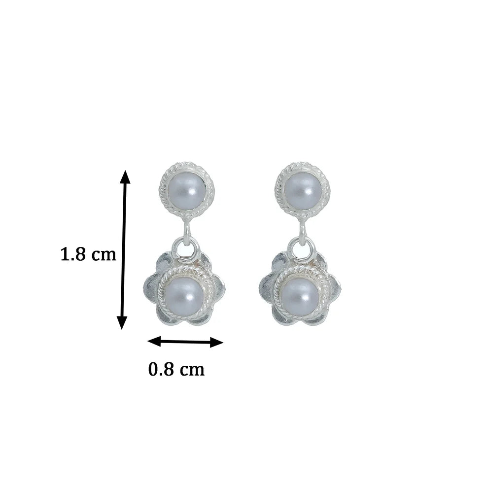 Silver Pearl Blossom Earrings