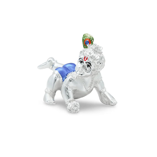 Silver Krishna ji with Morpankh Murti