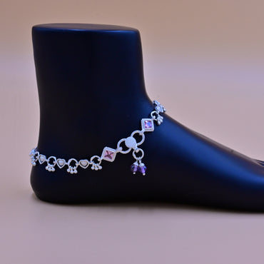 Pink Blossom Silver Payal