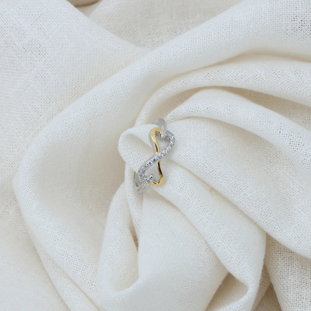 Twin Heart Infinity Silver Ring