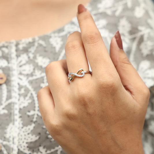 Twin Heart Infinity Silver Ring