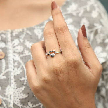 Heart-in-Heart Silver Ring