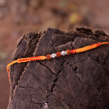 Trio Rudraksh Rakhi in Silver