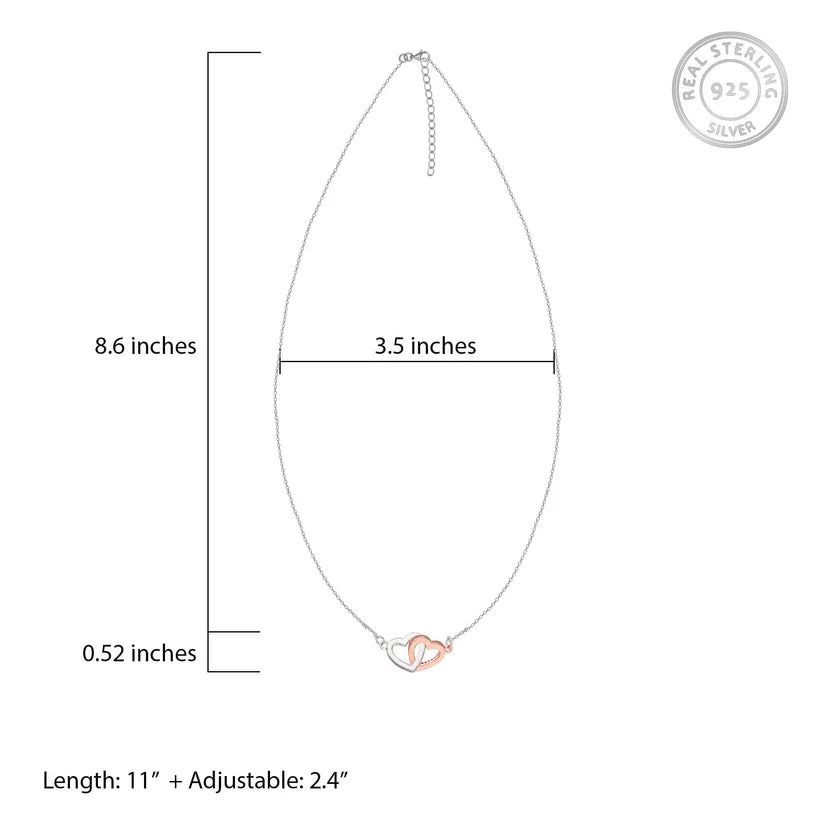 Silver Dual Tone Interlocked Heart Necklace