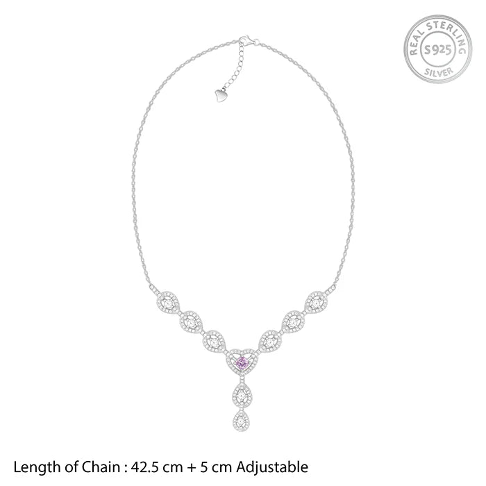 Silver Adorable Heart Statement Necklace