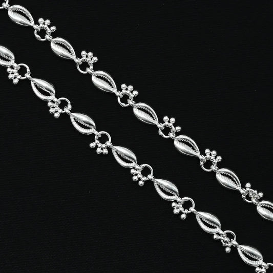 Silver Shell Design with Small Ghungroo Payal