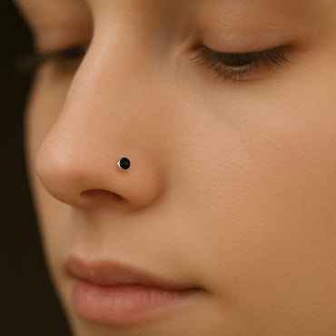 (4 Pcs ₹199 combo) Silver Nose Pin with Round Multicolour Stones