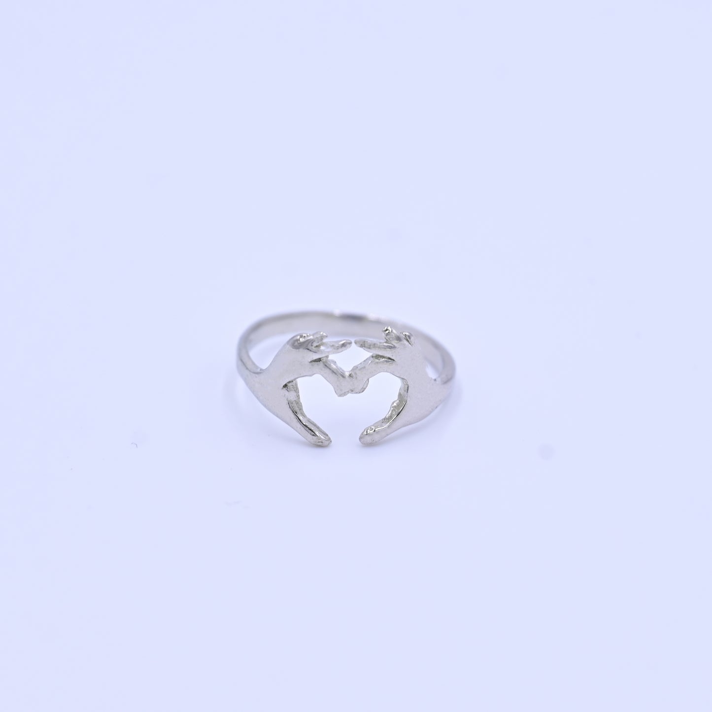 Silver Heart Hands Ring