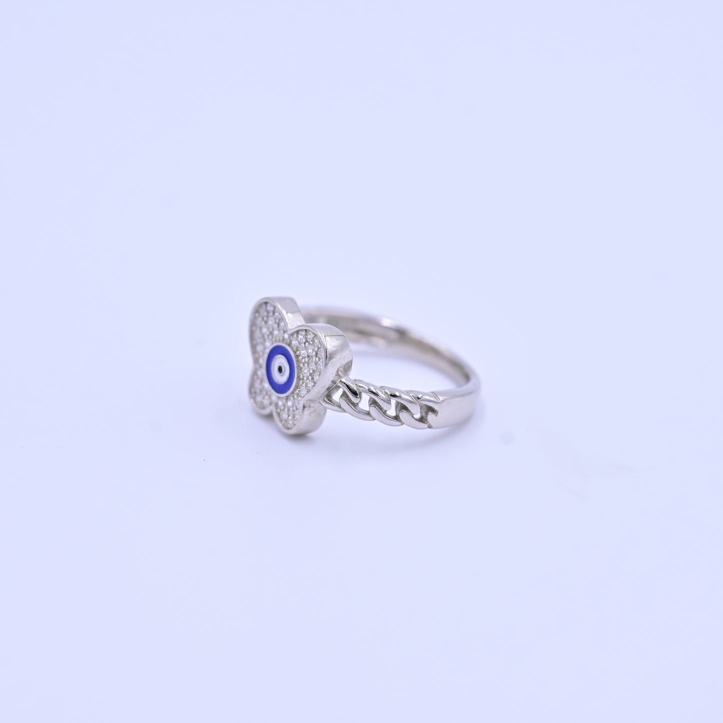 Silver Evil Eye Butterfly Ring