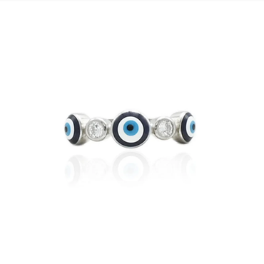 Silver Delicate Evileyes Ring
