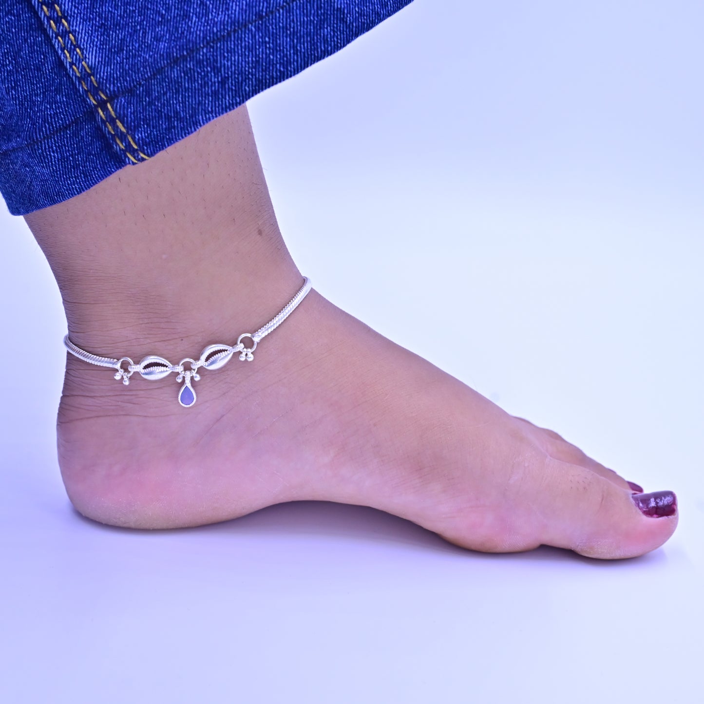 Blue Dew Silver Payal