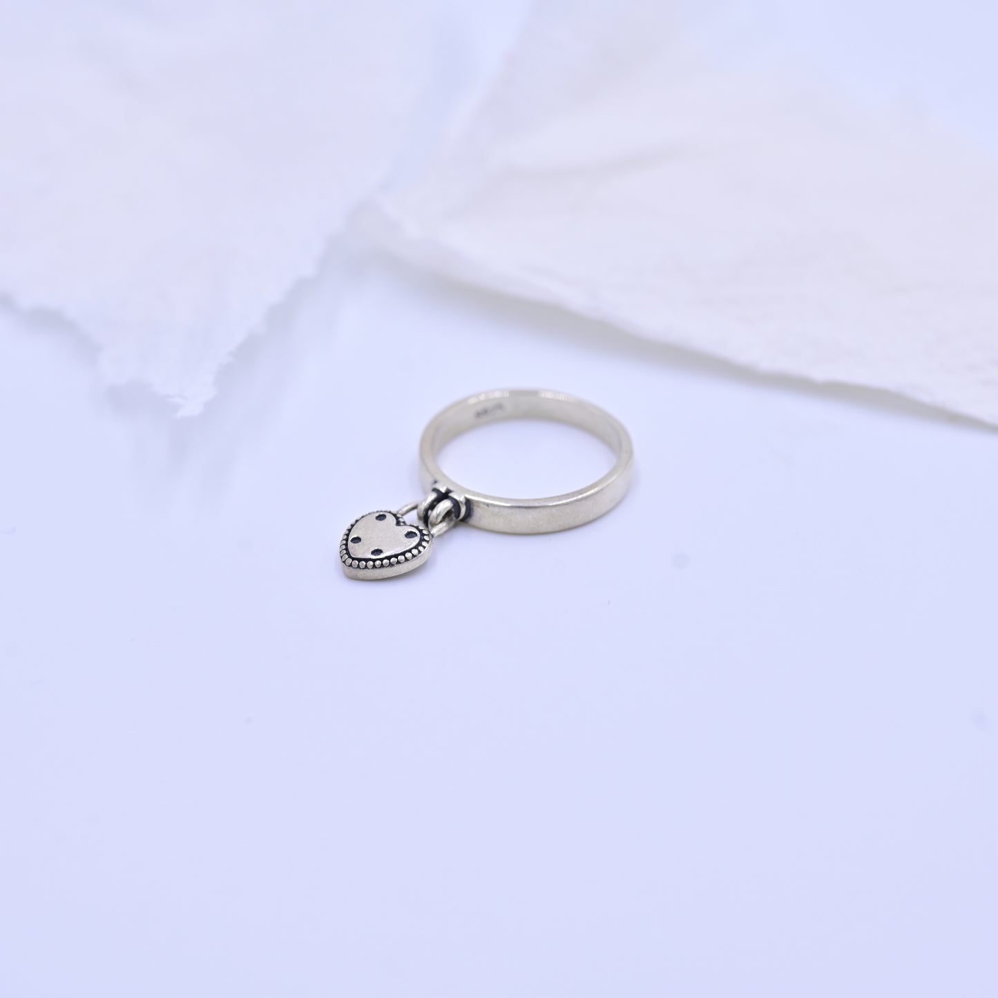 Silver Heart Charm Ring