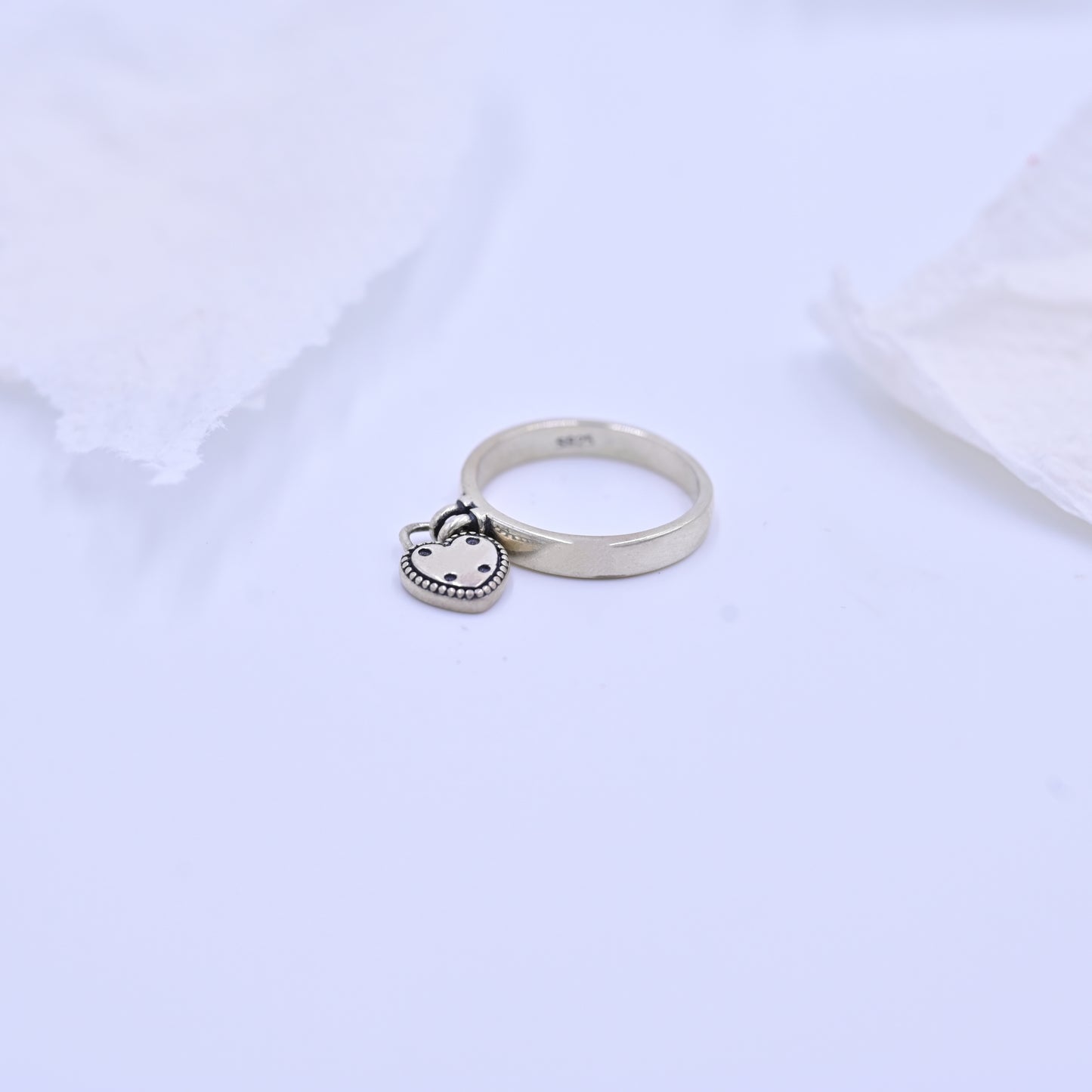 Silver Heart Charm Ring