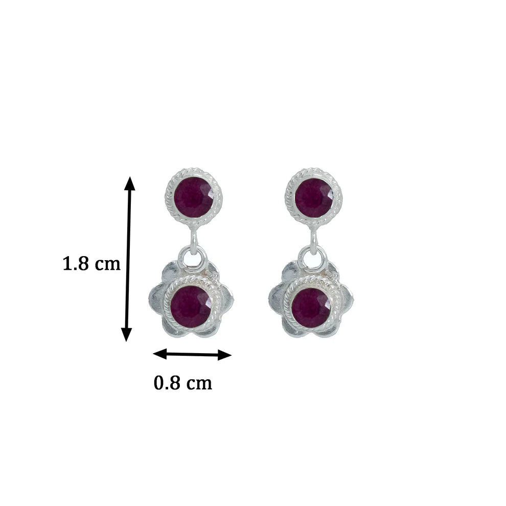 Silver Bloom Ruby Earrings
