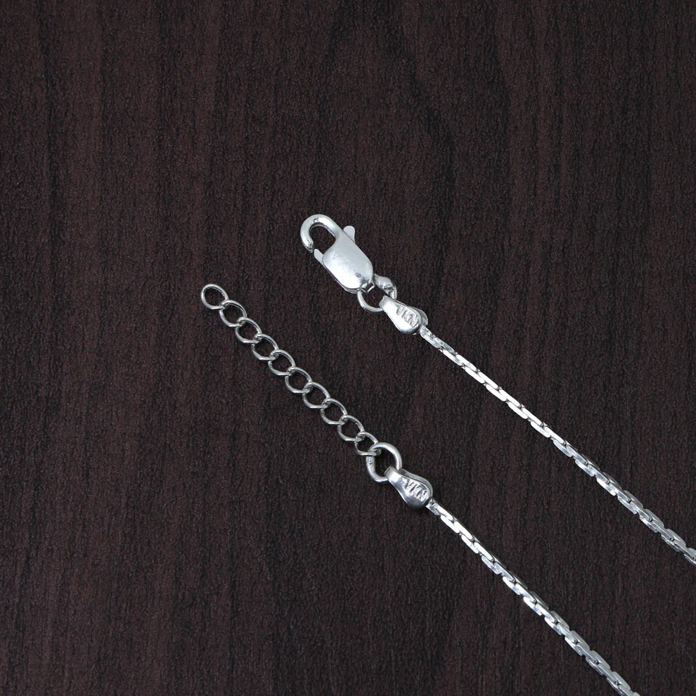 Two-Tone Love Heart Silver Anklet
