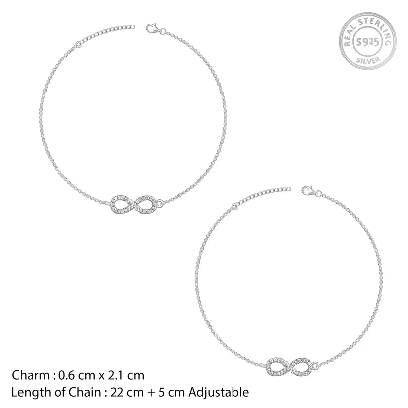 Silver Infinity Zircon Anklet