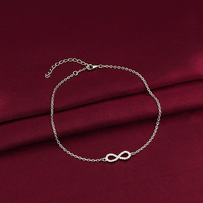 Silver Infinity Zircon Anklet