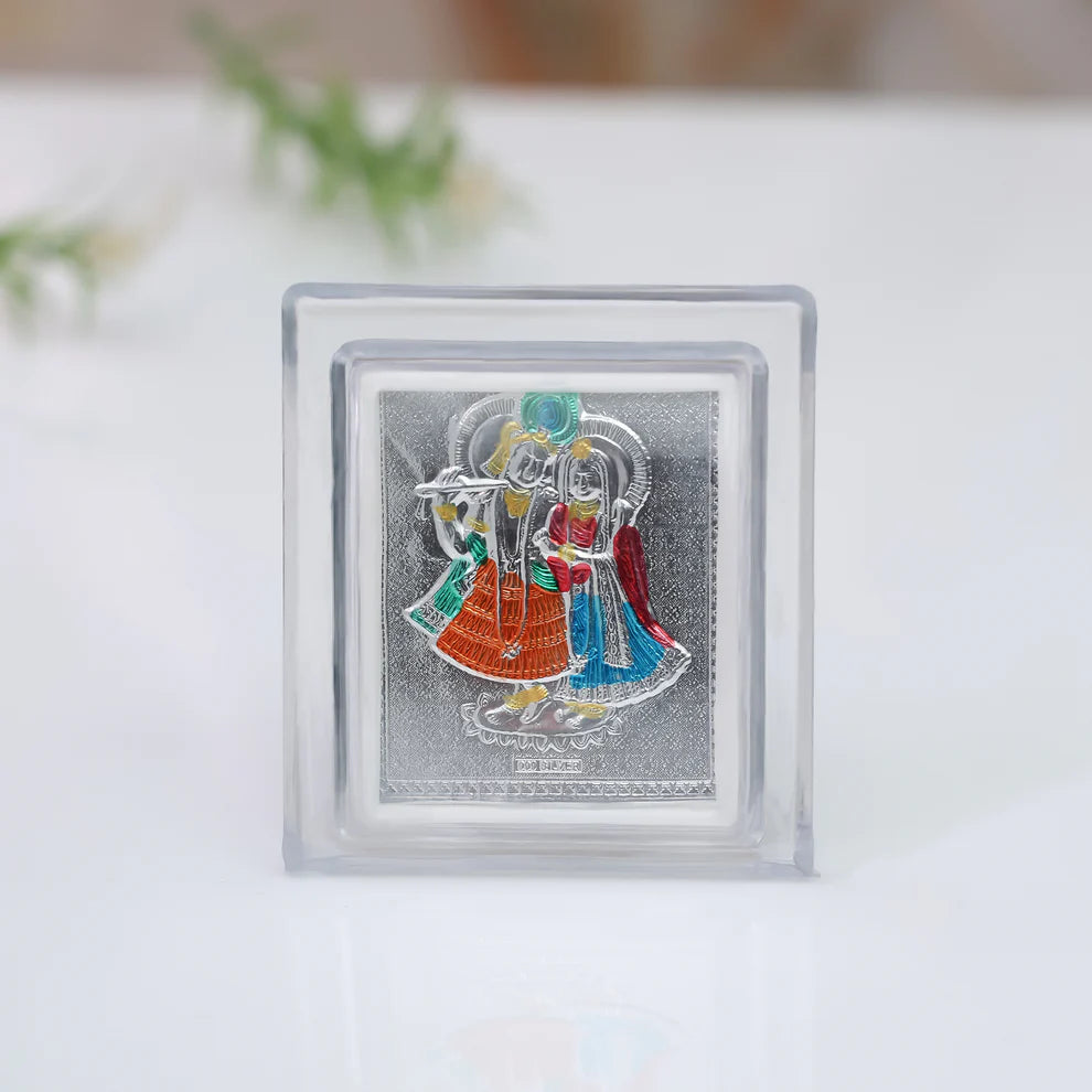 Soulful Silver Frame Radha Krishna Ji