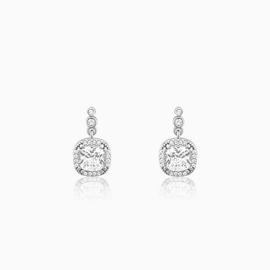 Silver Zircon Halo Earrings