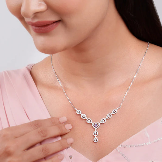 Silver Adorable Heart Statement Necklace