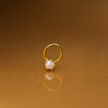 Pearl Glow Gold Polish Silver Nose Pin