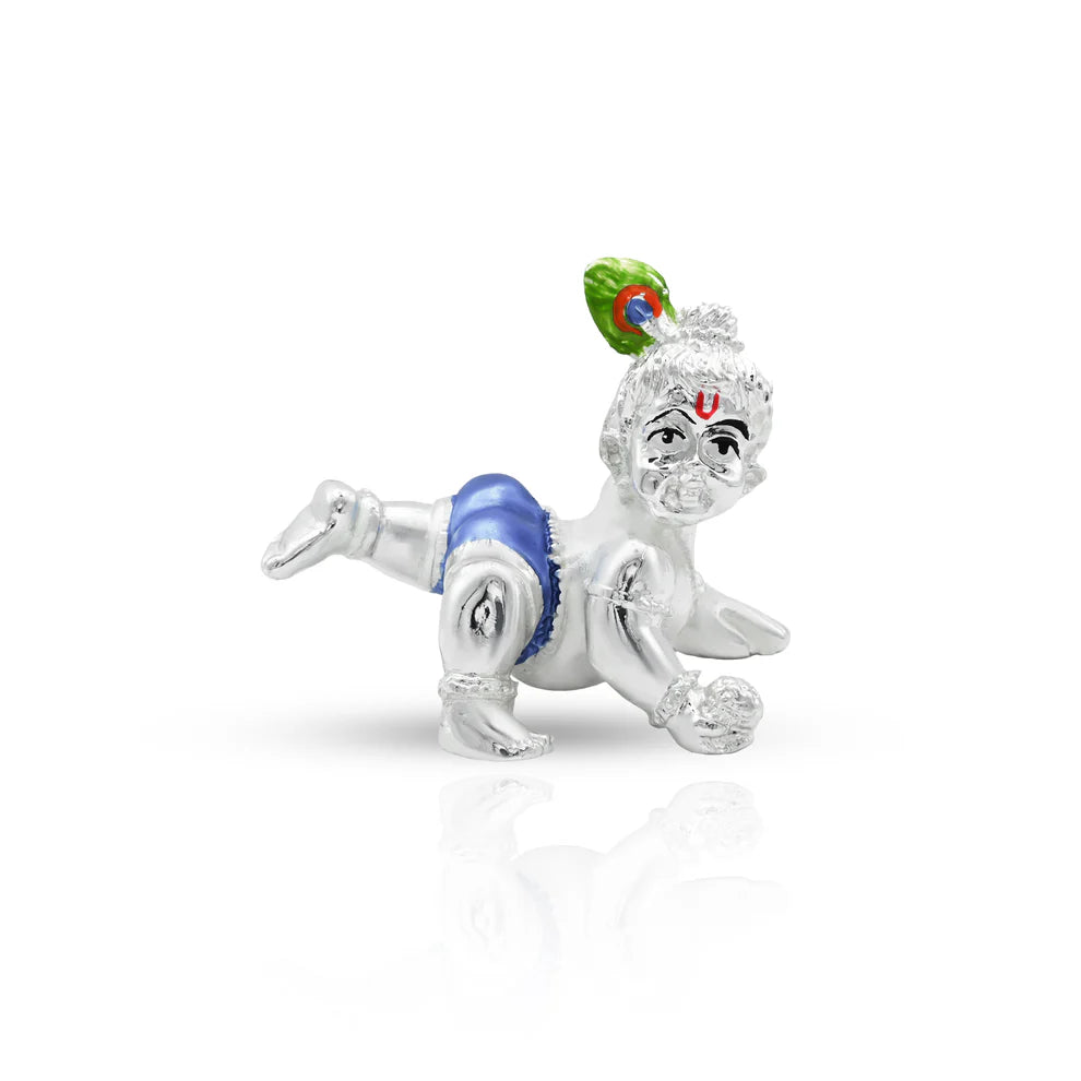 Silver Krishna ji with Morpankh Murti