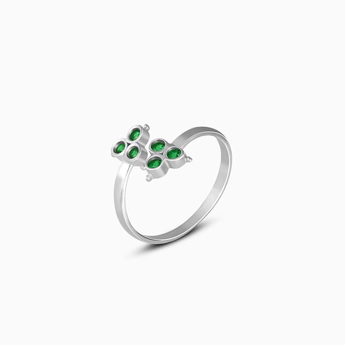 Silver Green Stone Toe Rings