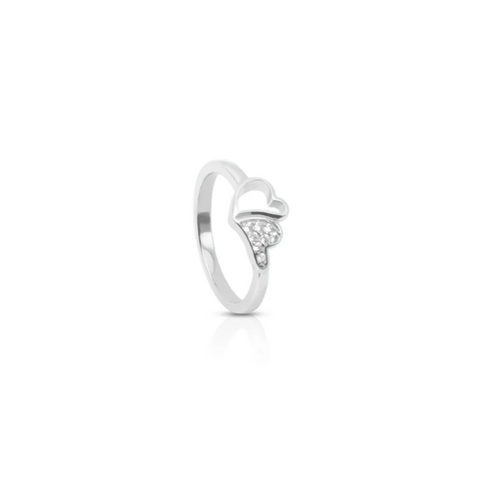 Pure Romance: Silver Ring with a Stunning Heart Accent.