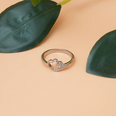 Pure Romance: Silver Ring with a Stunning Heart Accent.